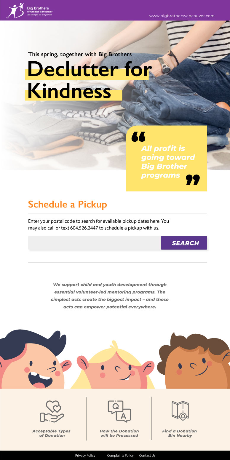 BBVG Declutter for Kindness Landing Page